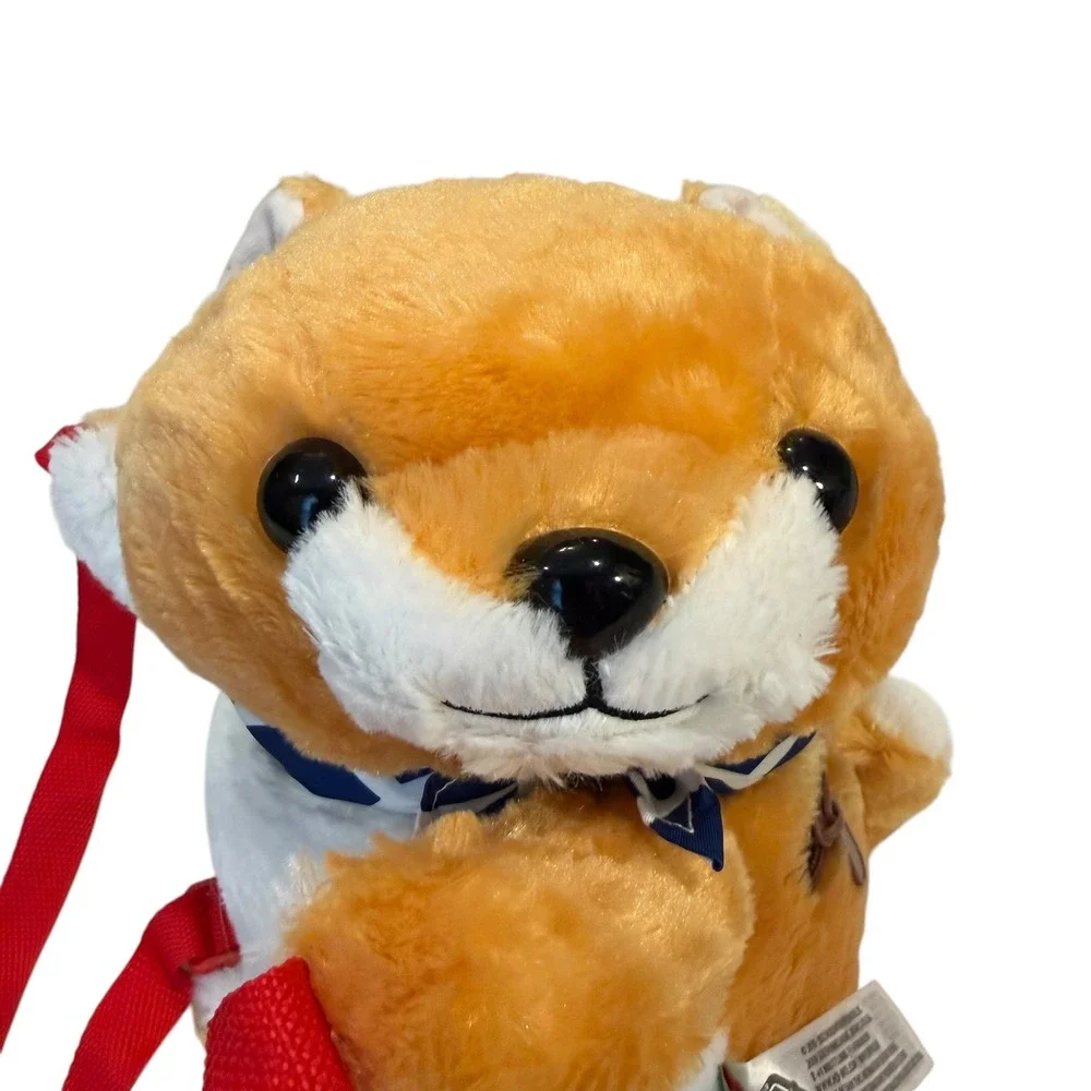 Amuse Mameshiba San Kyodai Shiba Inu Plush Backpack Tan Red Straps Kawaii Dog